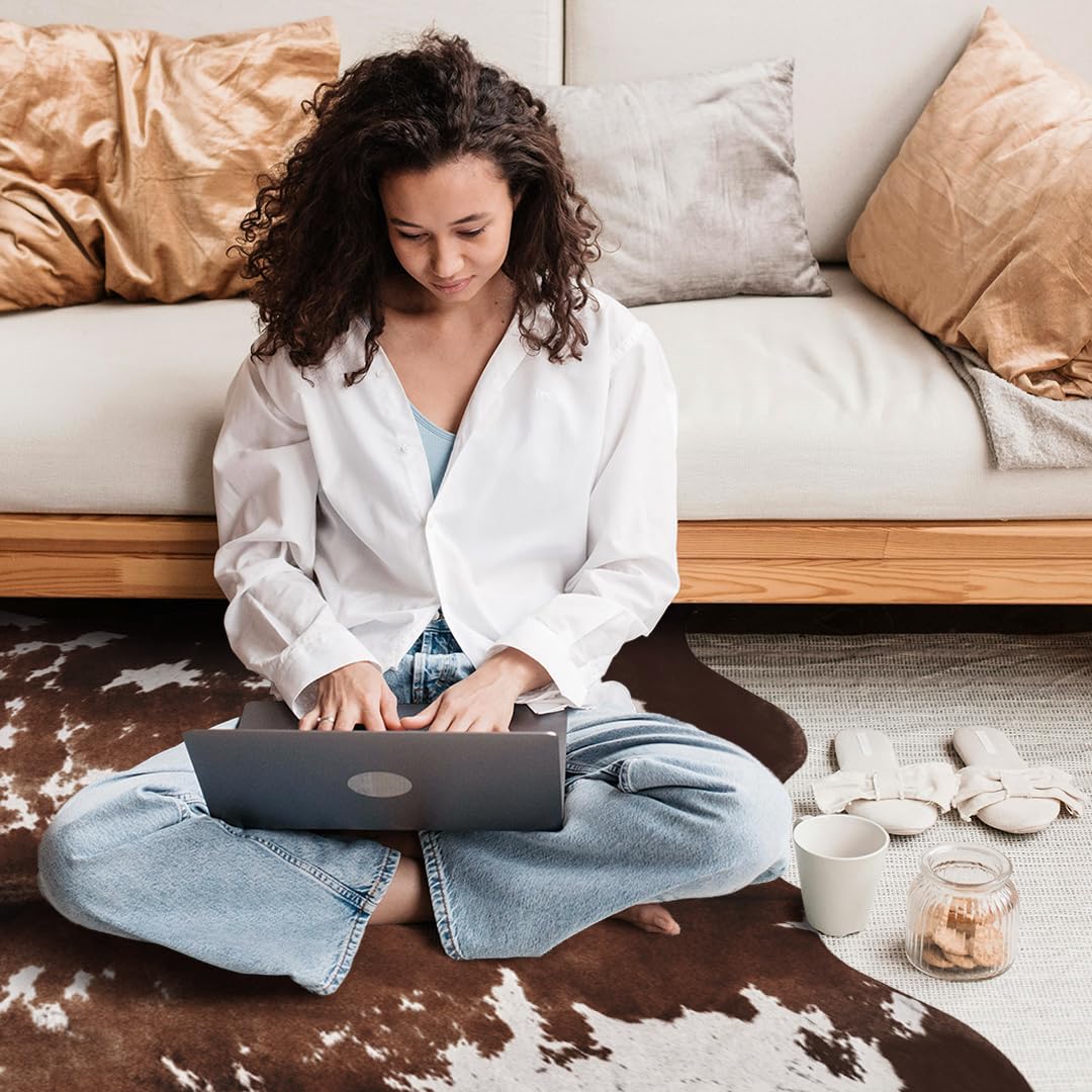 KINOGIC faux cowhide rug large coverage ideal for spacious layouts.