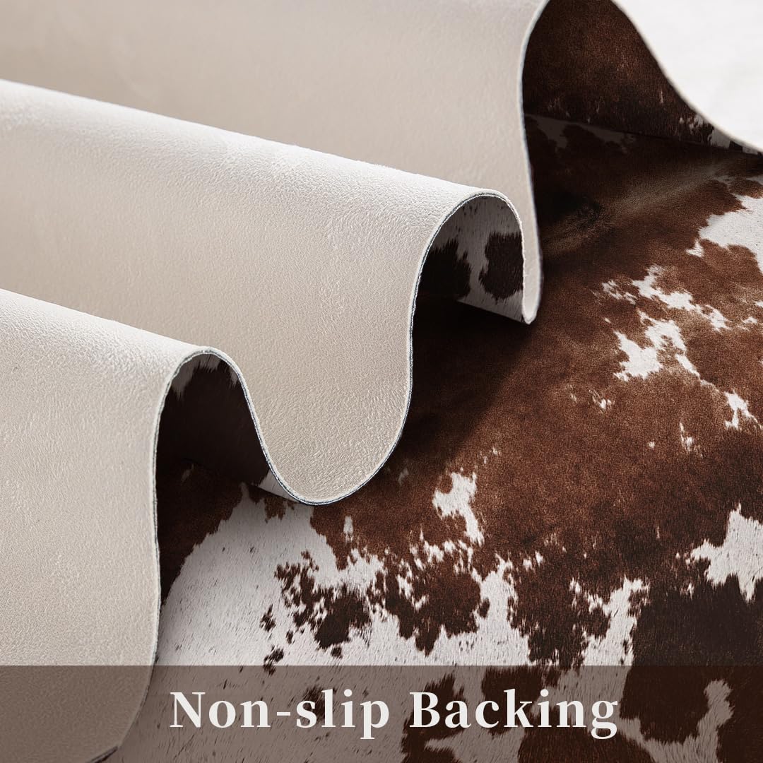 KINOGIC faux cowhide rug soft texture underfoot for comfort.