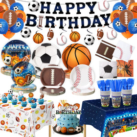 Kinovo banner for the 244-Pcs Sports Party Kit adds game-day flair.