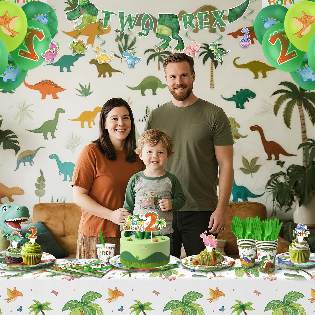 Kinovo 2-Rex balloon kit creates a playful party atmosphere for guests.