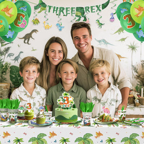 Kinovo 3-Rex tablecloth hero image highlights durable, kid-safe surface.