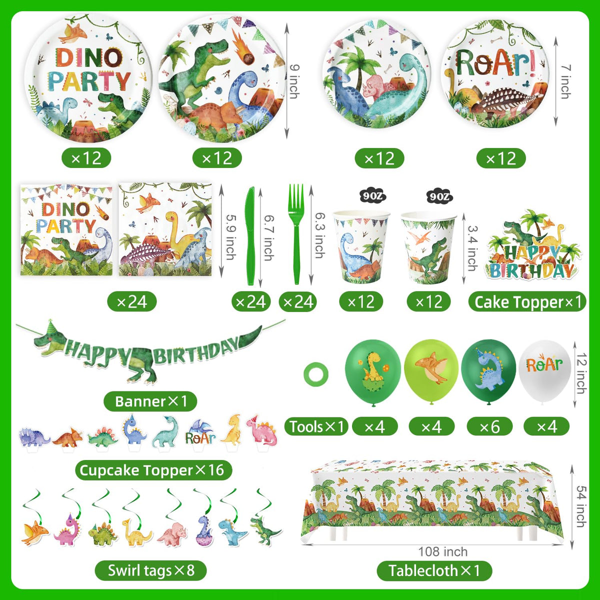 Kinovo latex balloons and swirls ideal for quick party decoration.