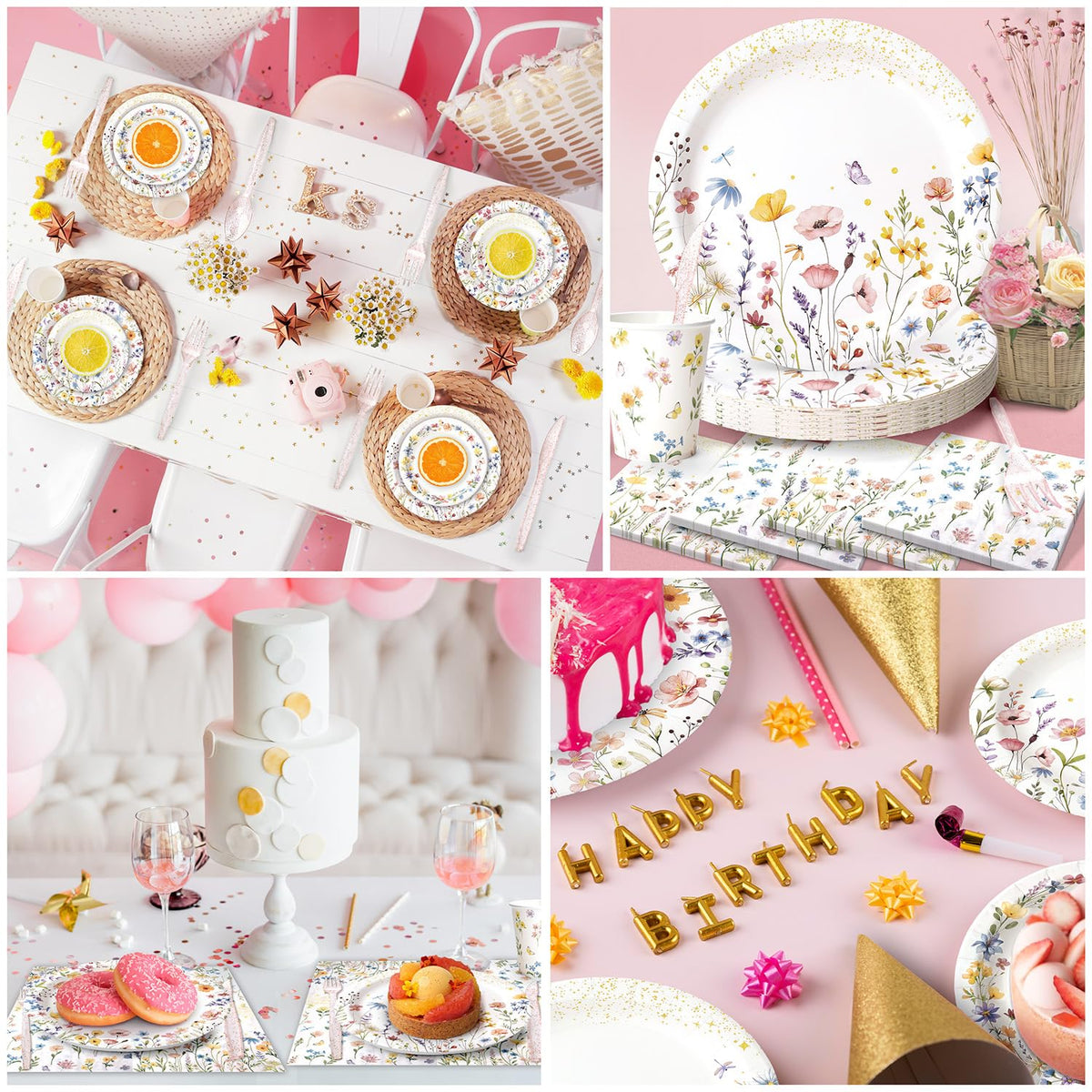 Kinovo wildflower dessert plates offer sturdy, premium feel for easy serving.
