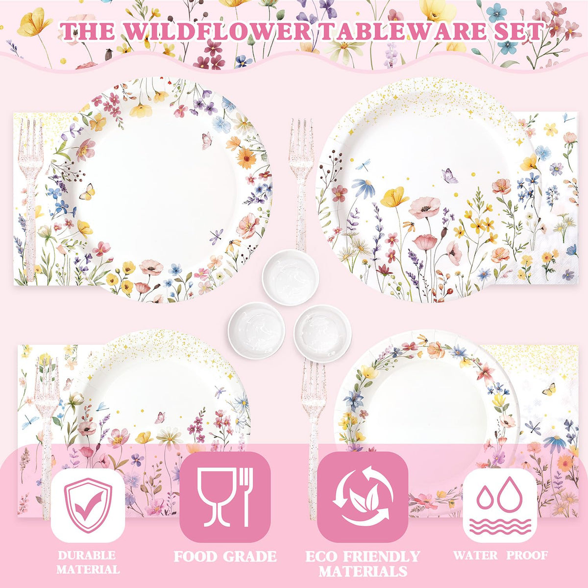 Kinovo wildflower napkins bring soft texture and coordinated party theme.