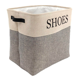 KINTNER DESIGNS two-tone canvas bin adds style while protecting shoes from dust.