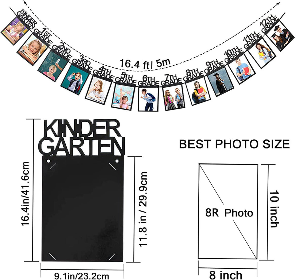 Kinylakor banner border framing 8x10 photos for a polished graduation backdrop