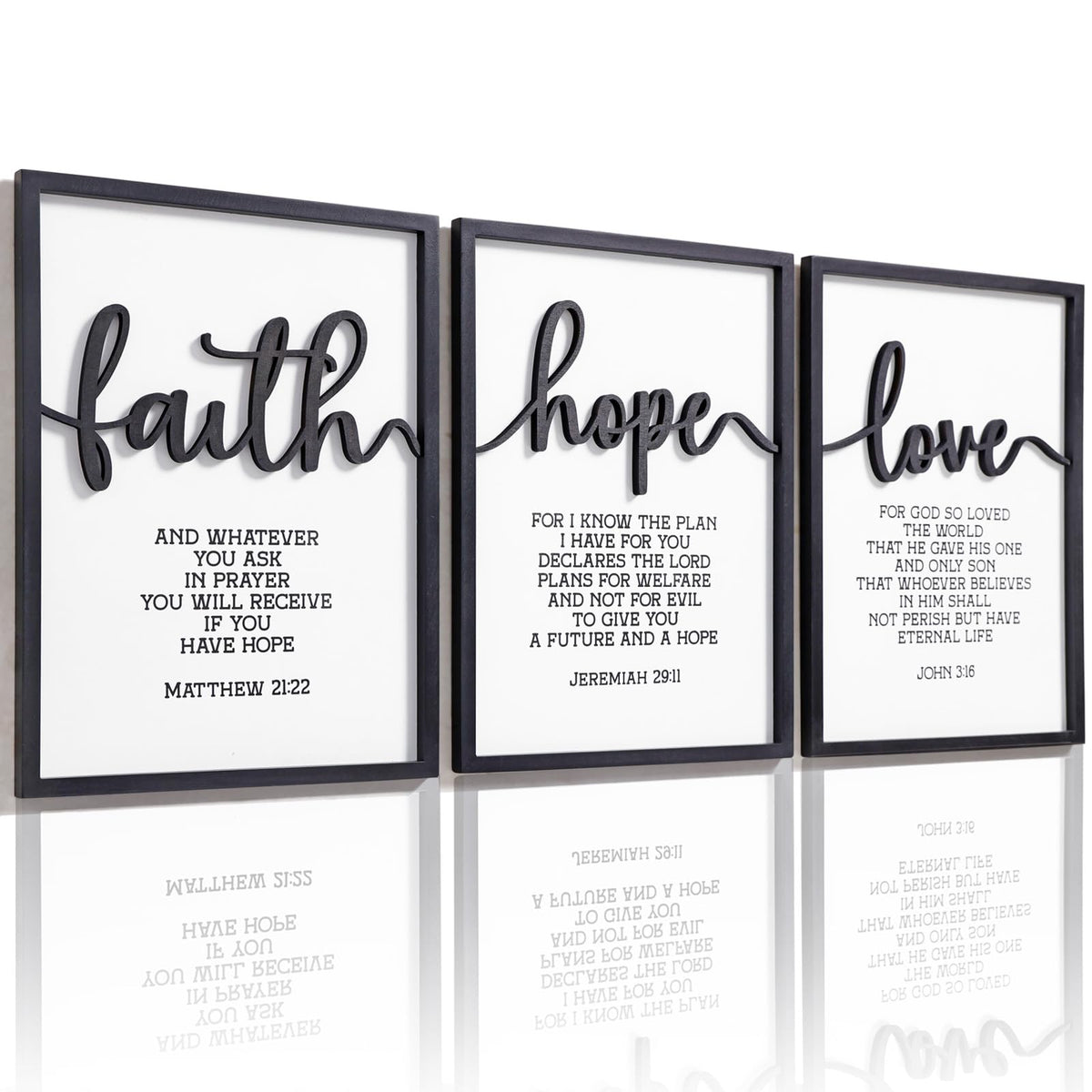 KIOSSUT 3D wood Faith sign closeup highlighting textured carving for a warm focal point.