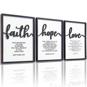 KIOSSUT 3D wood Faith sign closeup highlighting textured carving for a warm focal point.