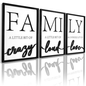 KIOSSUT 3D wood family wall decor set of 3 frames enhances living room style.