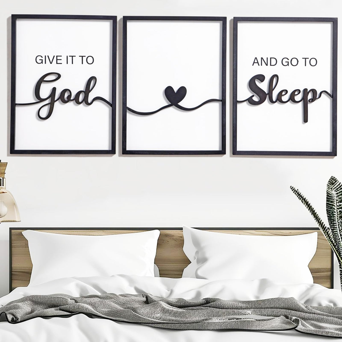KIOSSUT 12x16-inch wood wall art, set of 3, ready to hang.