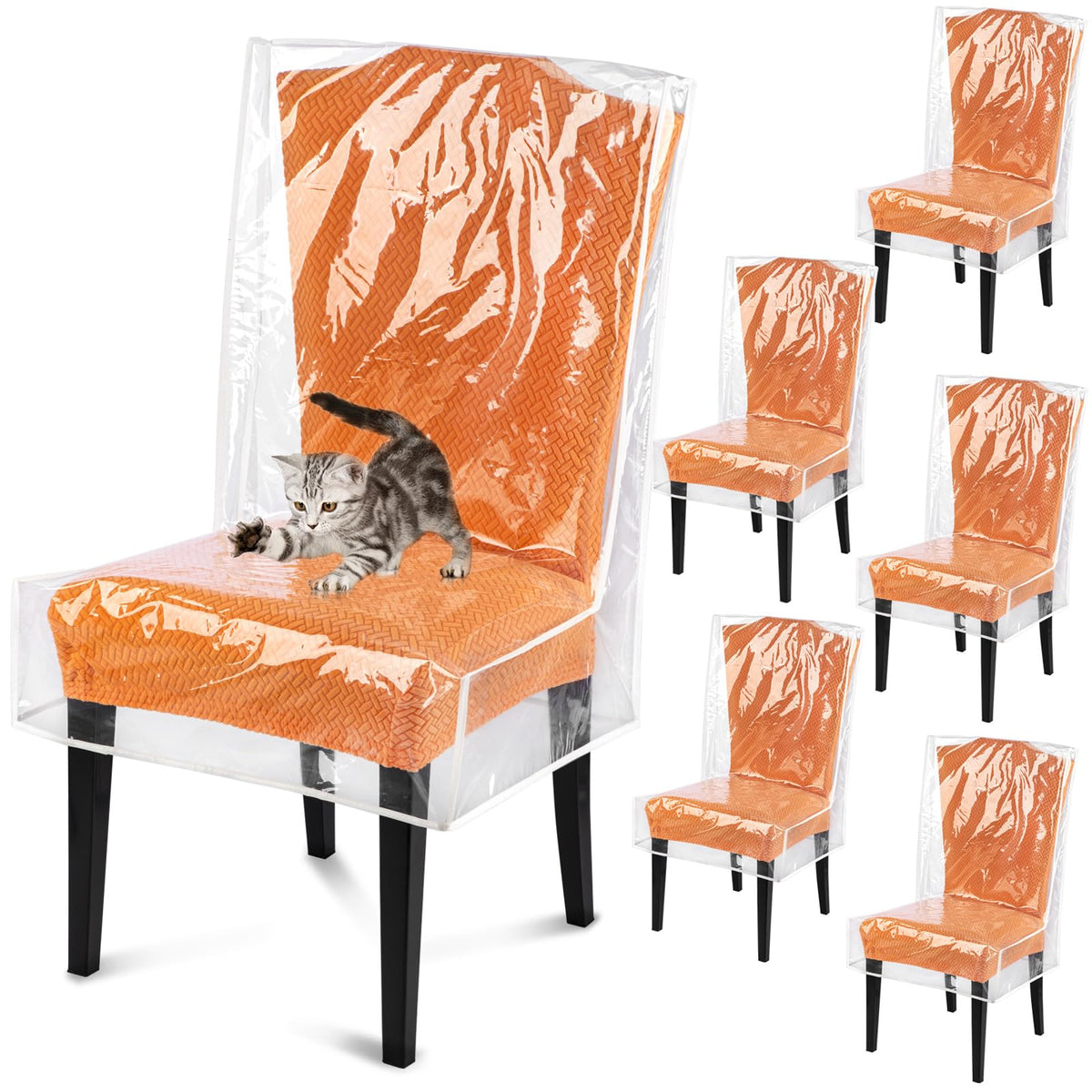 KIPHCA clear dining chair cover protects against spills while remaining nearly invisible.