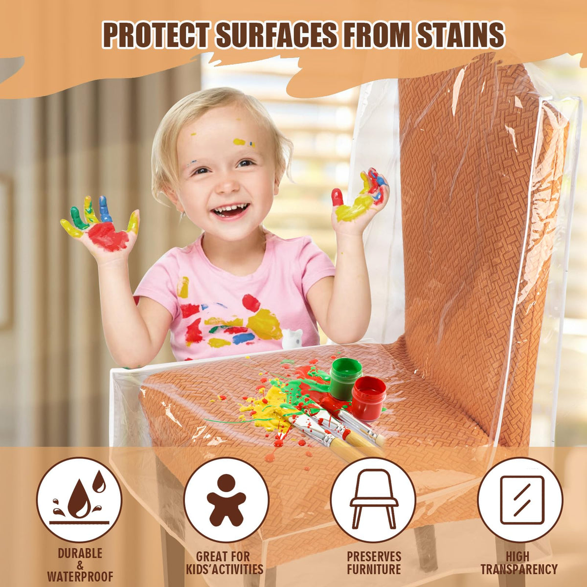 KIPHCA easy-clean clear chair cover that wipes clean quickly