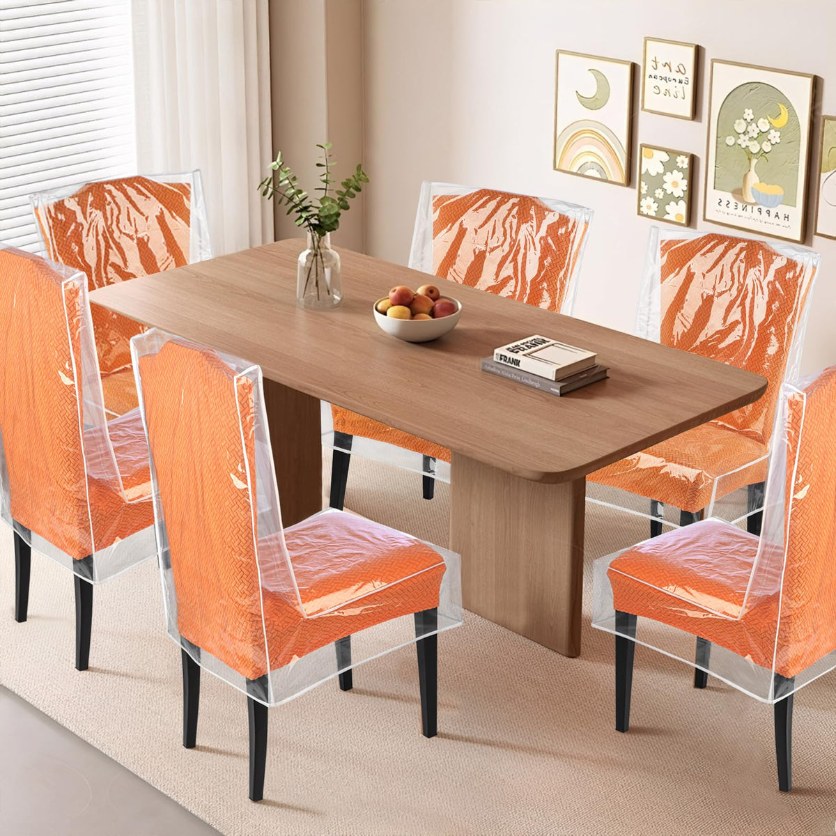 KIPHCA six-pack dining chair covers protect several chairs at once.