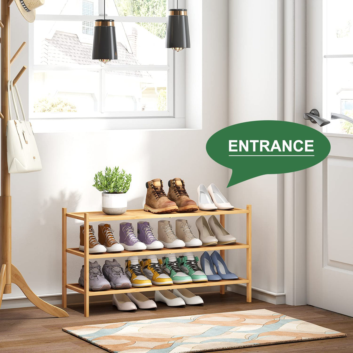 Kiplant bamboo wood rack highlights sturdy structure for durable daily use.