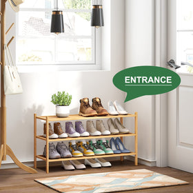 Kiplant bamboo wood rack highlights sturdy structure for durable daily use.