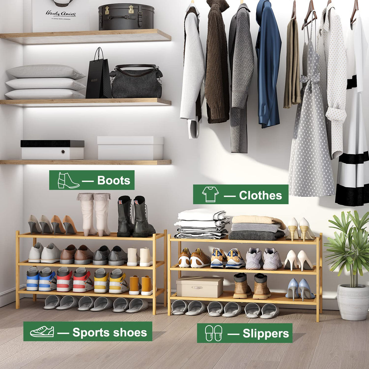 Kiplant shoe rack assembly guide shows clear, quick setup.