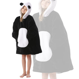 Kipswiza Panda Blanket Hoodie in black and white design versatile for gifting