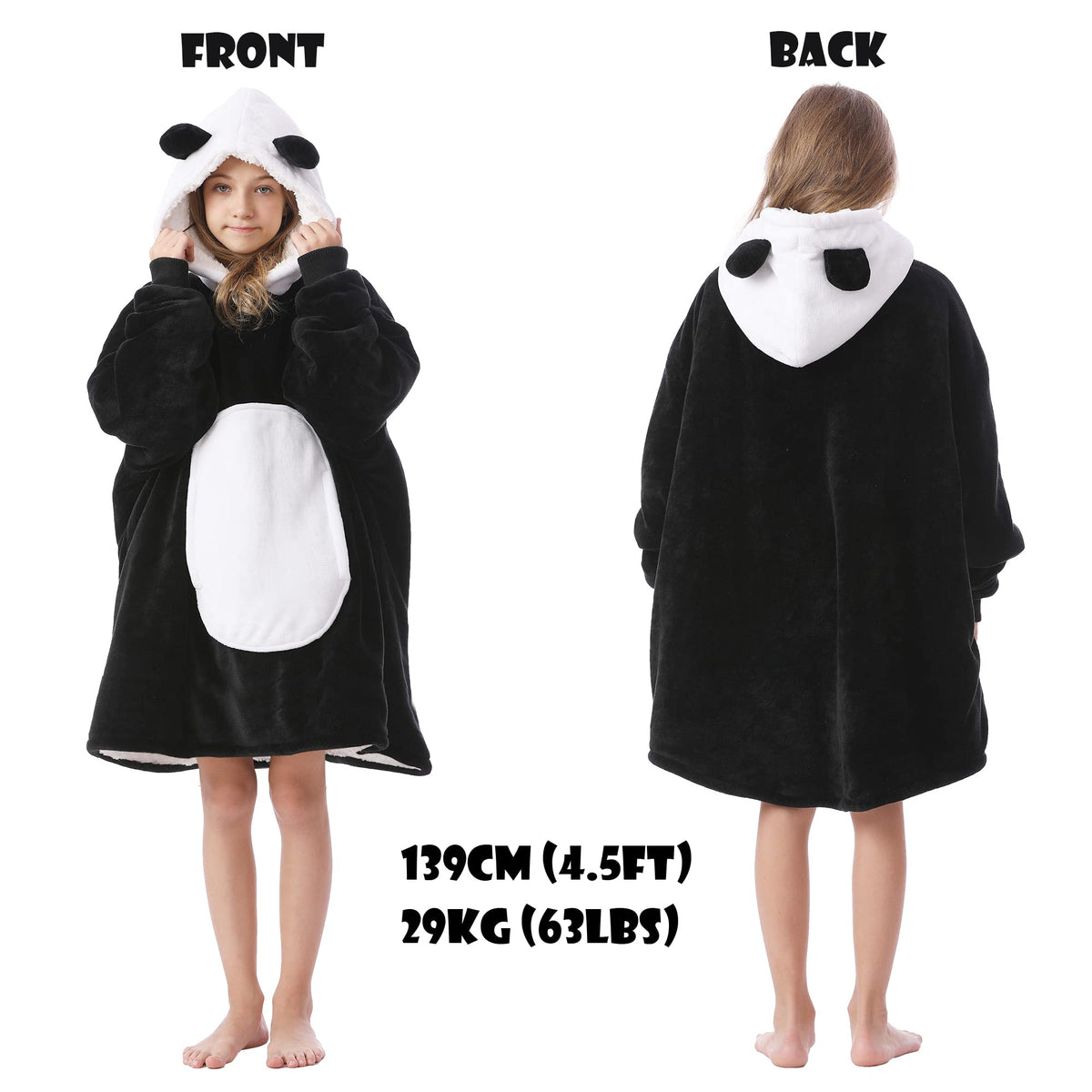 Kipswiza Panda Blanket Hoodie hood with ears for cute comfort
