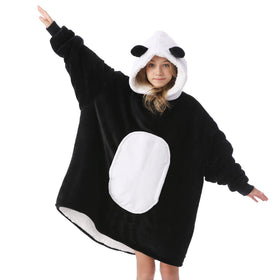 Kipswiza Panda Blanket Hoodie in action during a movie night