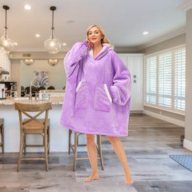 Kipswiza wearable blanket hoodie modeled for versatile home wear