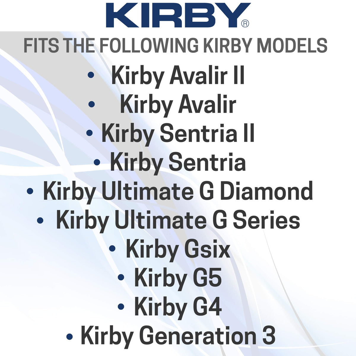 Kirby Part #204811 OEM bags label close-up, authentic replacement.