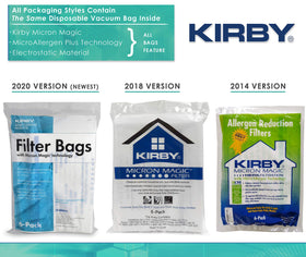 Kirby Avalir, Sentria, and G Series bag fit illustration showing compatibility.