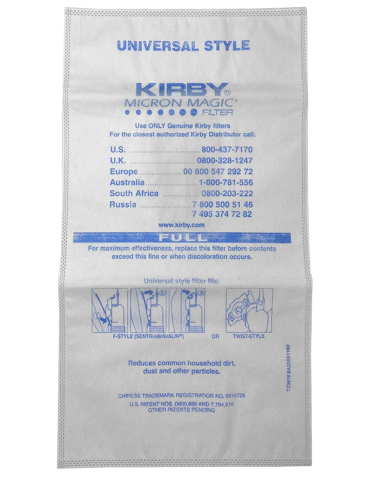 Kirby bag secure-seal design close-up for mess-free bag changes.