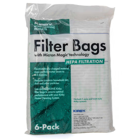 Kirby Micron Magic Plus bags front view demonstrates filtration-ready design for cleaner results