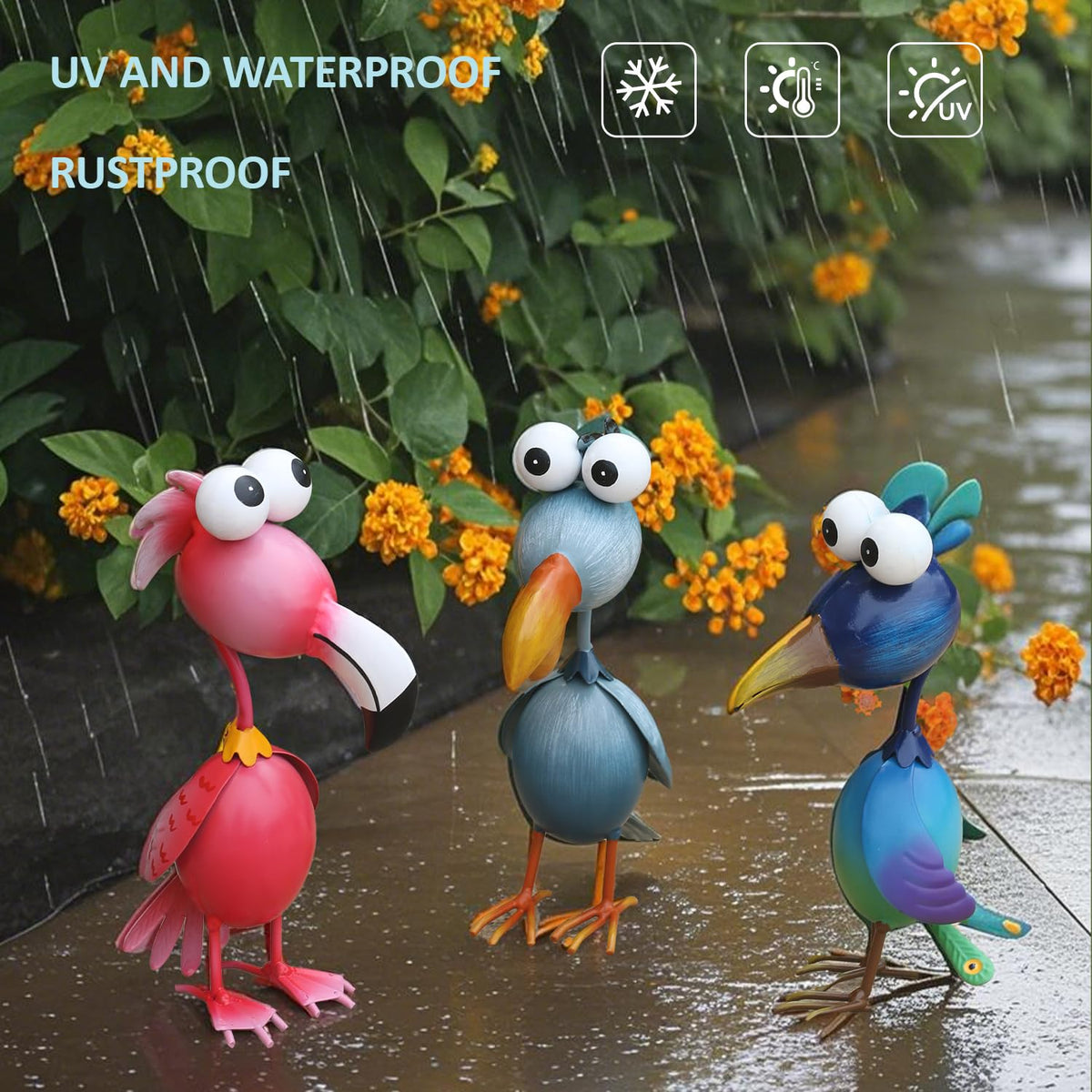 Kircust flamingo statue for patio, playful focal point in summer landscaping