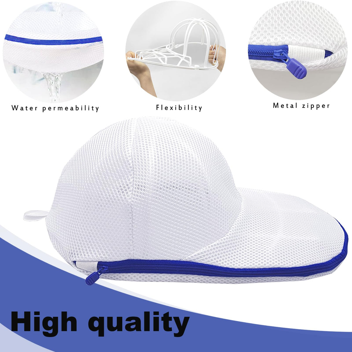 Protective frame holds cap shape while washing