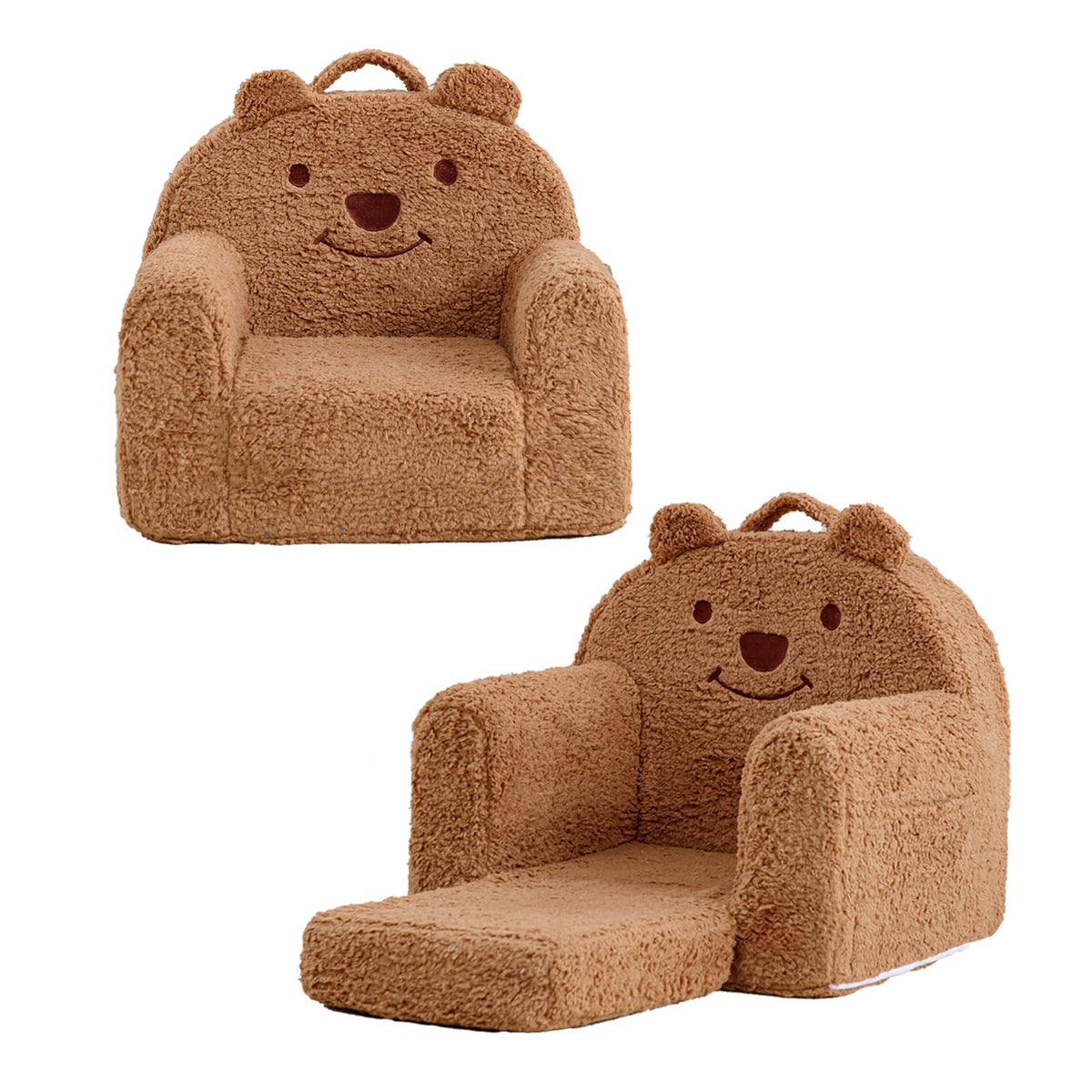 Kisdsa toddler chair with bear design for cozy reading.
