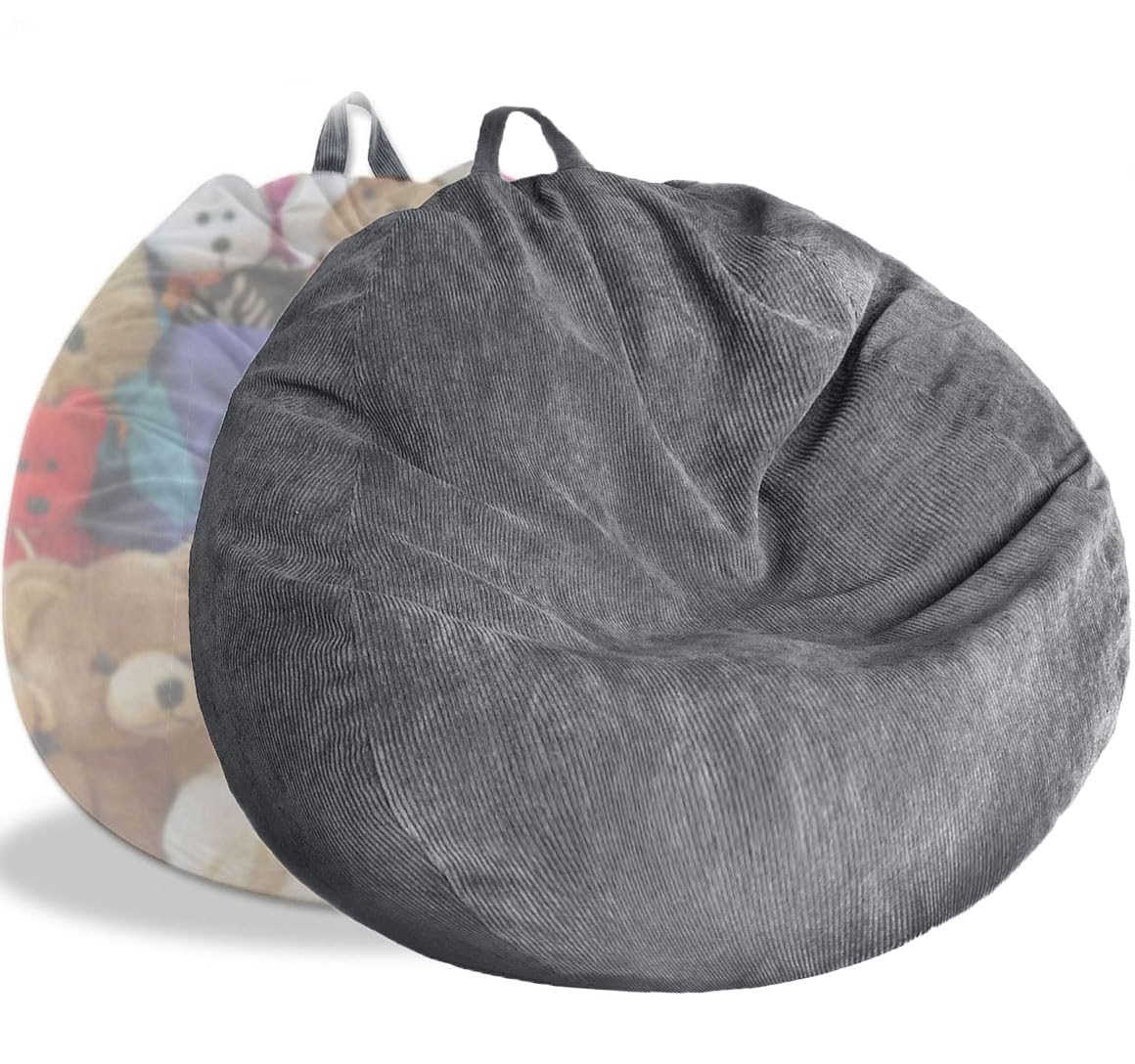 Kisoy bean bag cover corduroy-soft fabric for cozy lounging