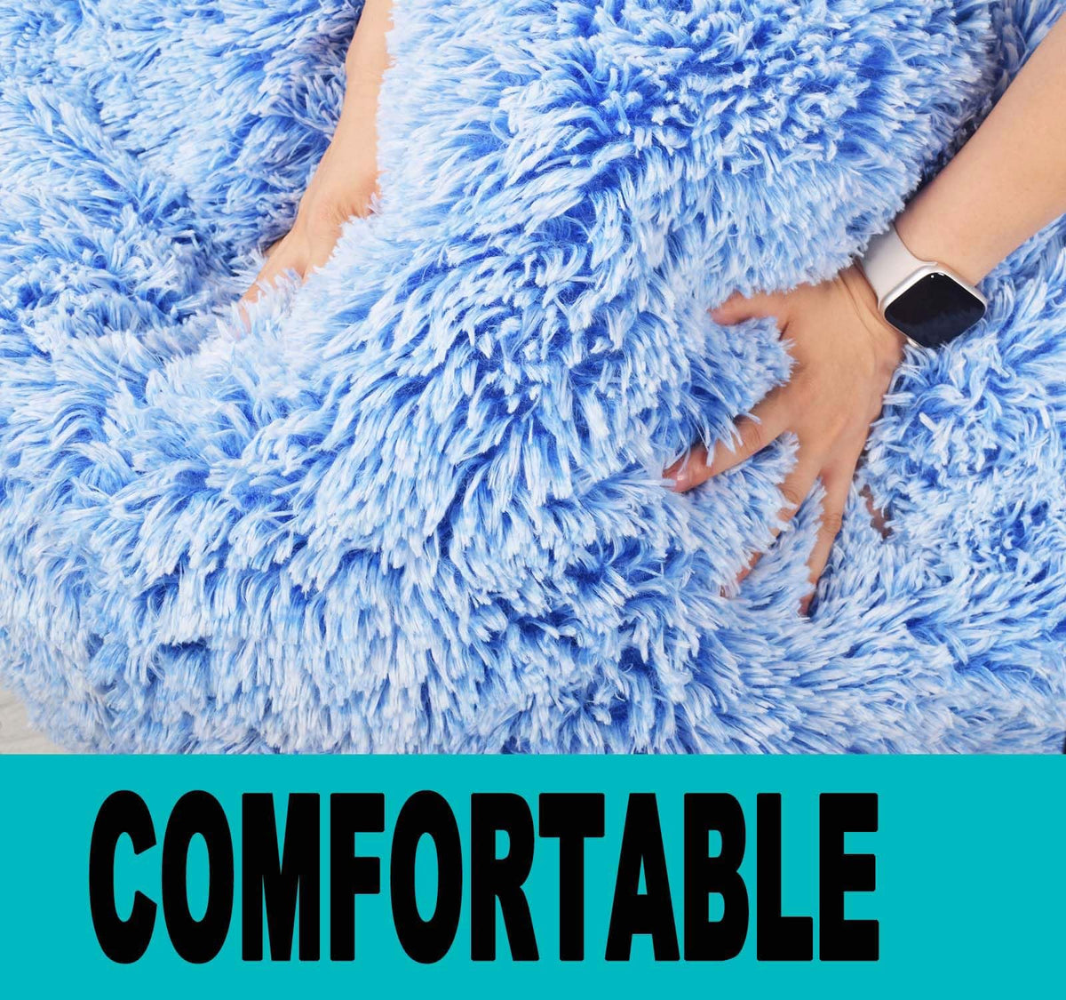 Kisoy blue faux fur cover for plush toy storage scene.