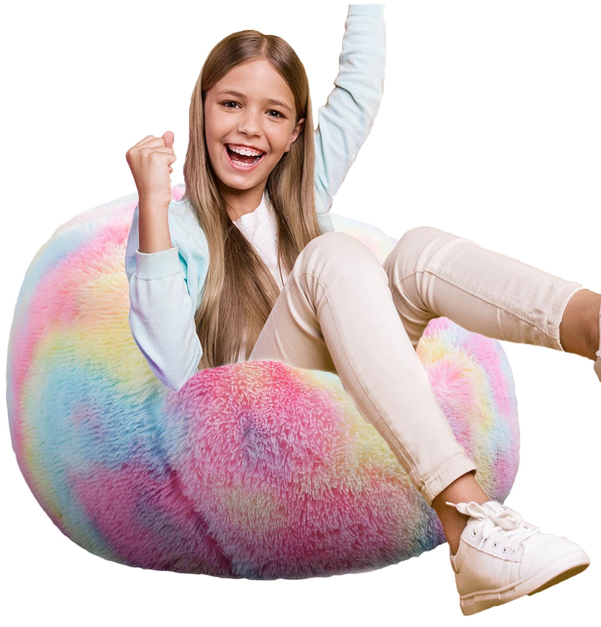 Kisoy Fluffy Bean Bag Chair—soft faux fur for cozy kid playtime.