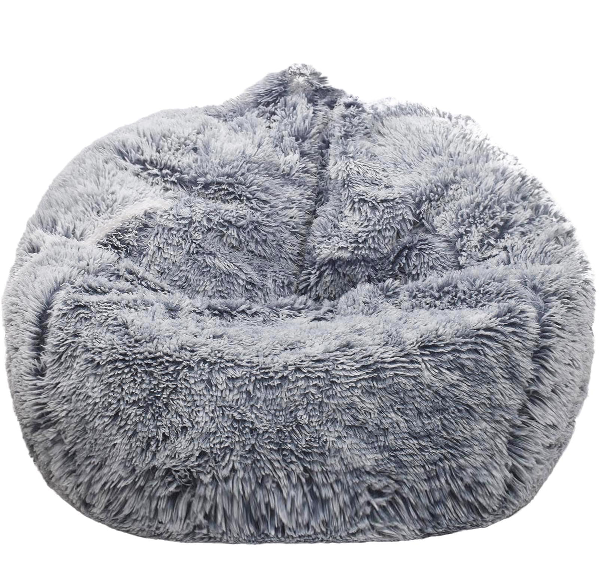 Kisoy fluffy stuffed-animal storage bean bag cover in gray, showcasing plush texture for organization