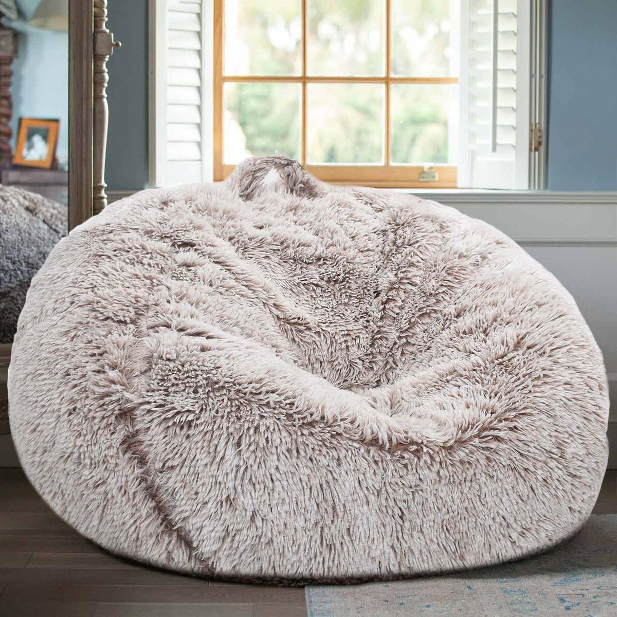 Kisoy fluffy storage cover close-up fur texture, soft and inviting for plush toys.