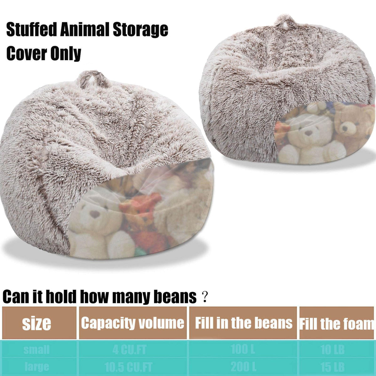 Kisoy empty cover demonstrates 300L capacity for stuffing customization.