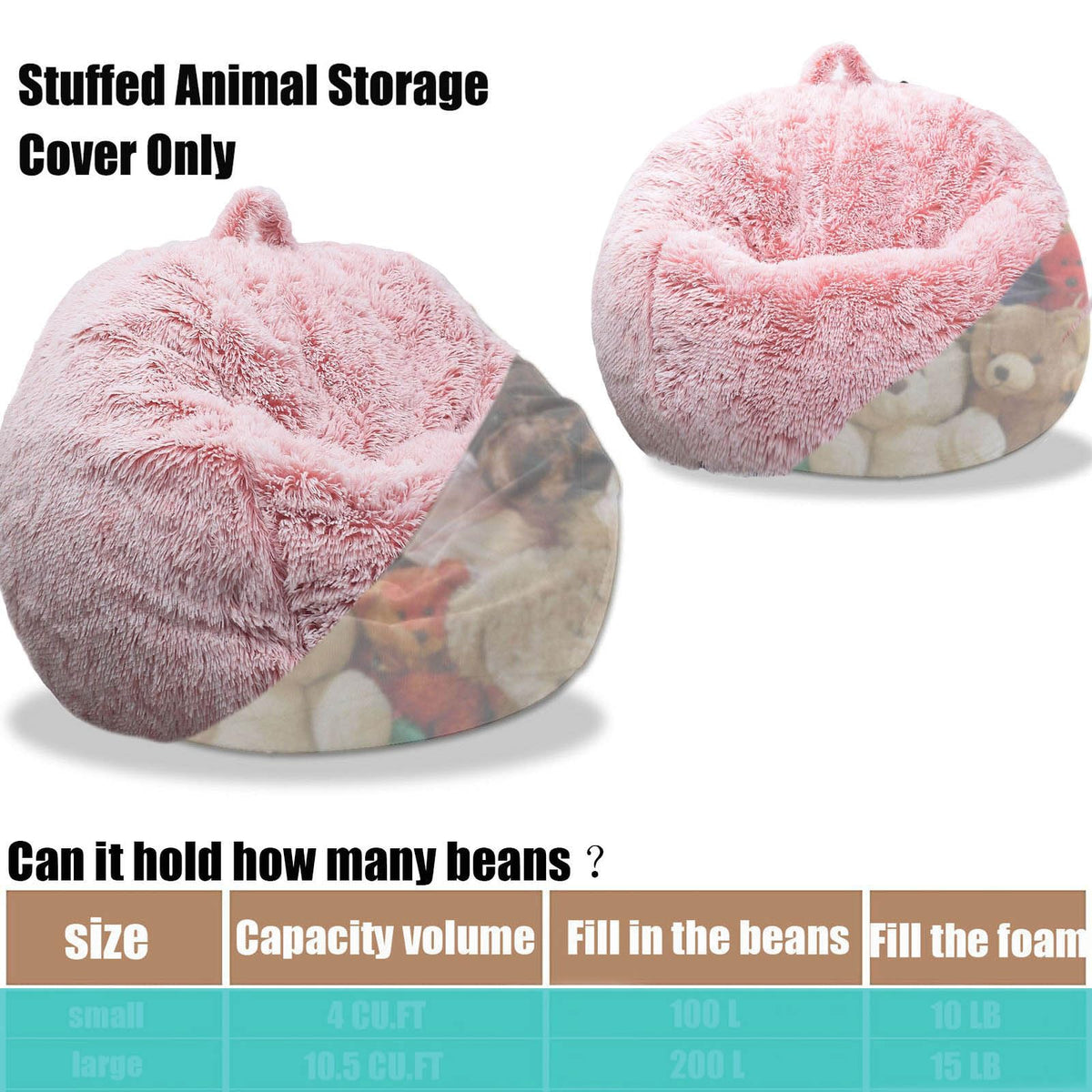 Kisoy large size cover with 300L stuffing capacity for plush organization
