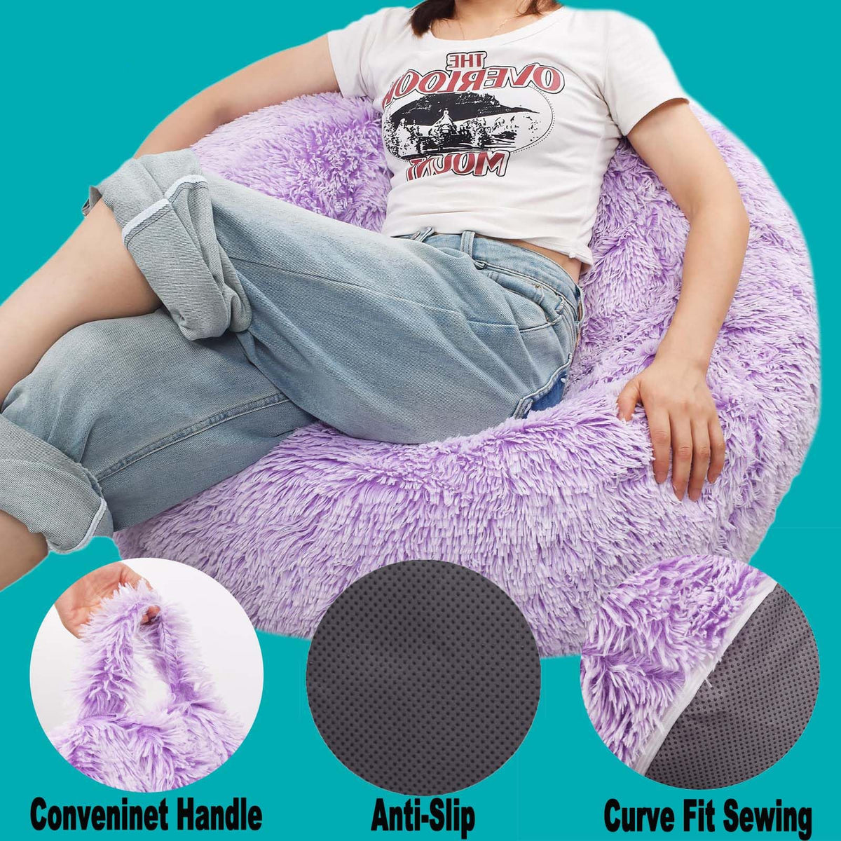 Kisoy fur cover details highlight plush texture and easy care in daily use.