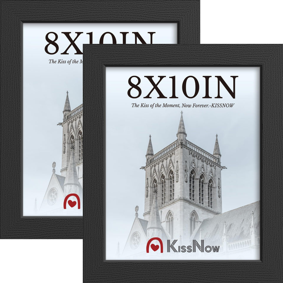 KissNow 8x10 frame with black texture front view for wall or desk display.