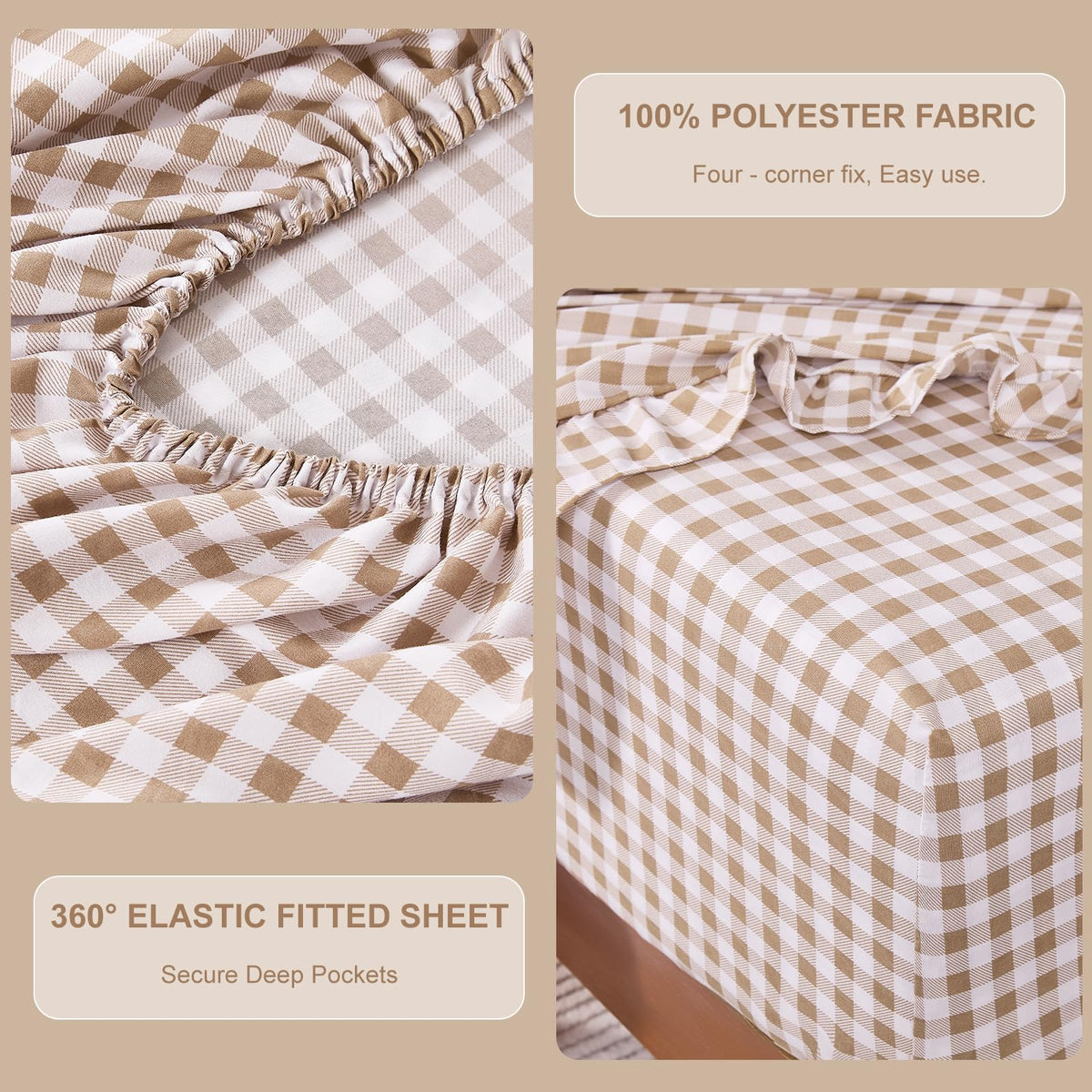kisswish deep-pocket 16-inch fitted sheet closeup on tall mattress