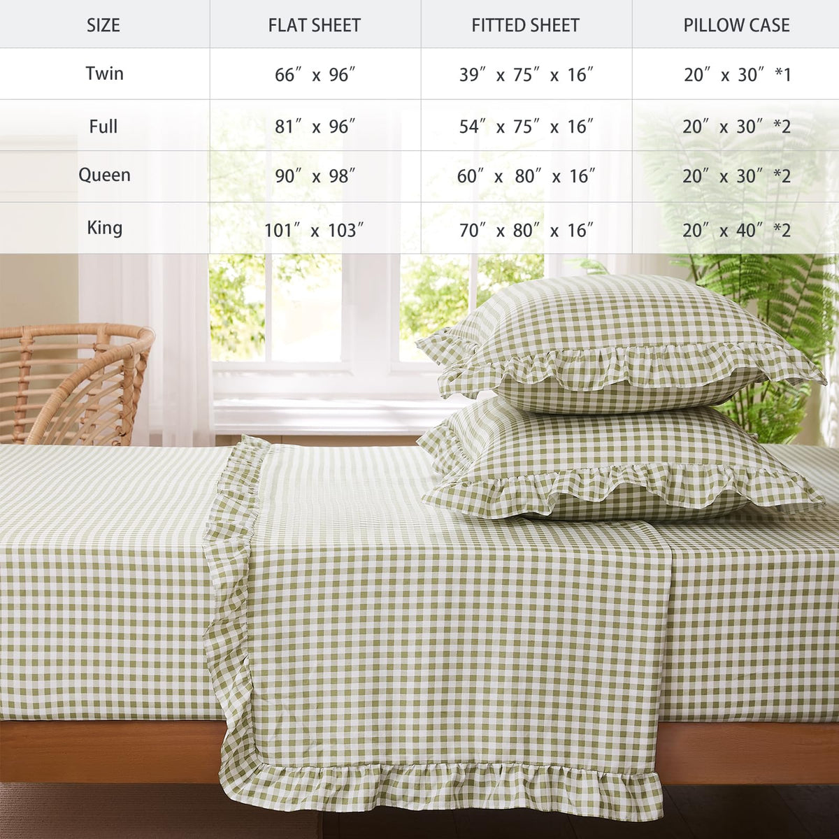 kisswish gingham ruffle edges add delicate texture and charm to the bed