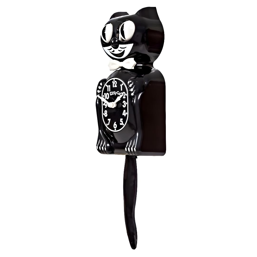 Kit Cat Klock Classic Black-Small close-up of rolling eyes for whimsy in timekeeping