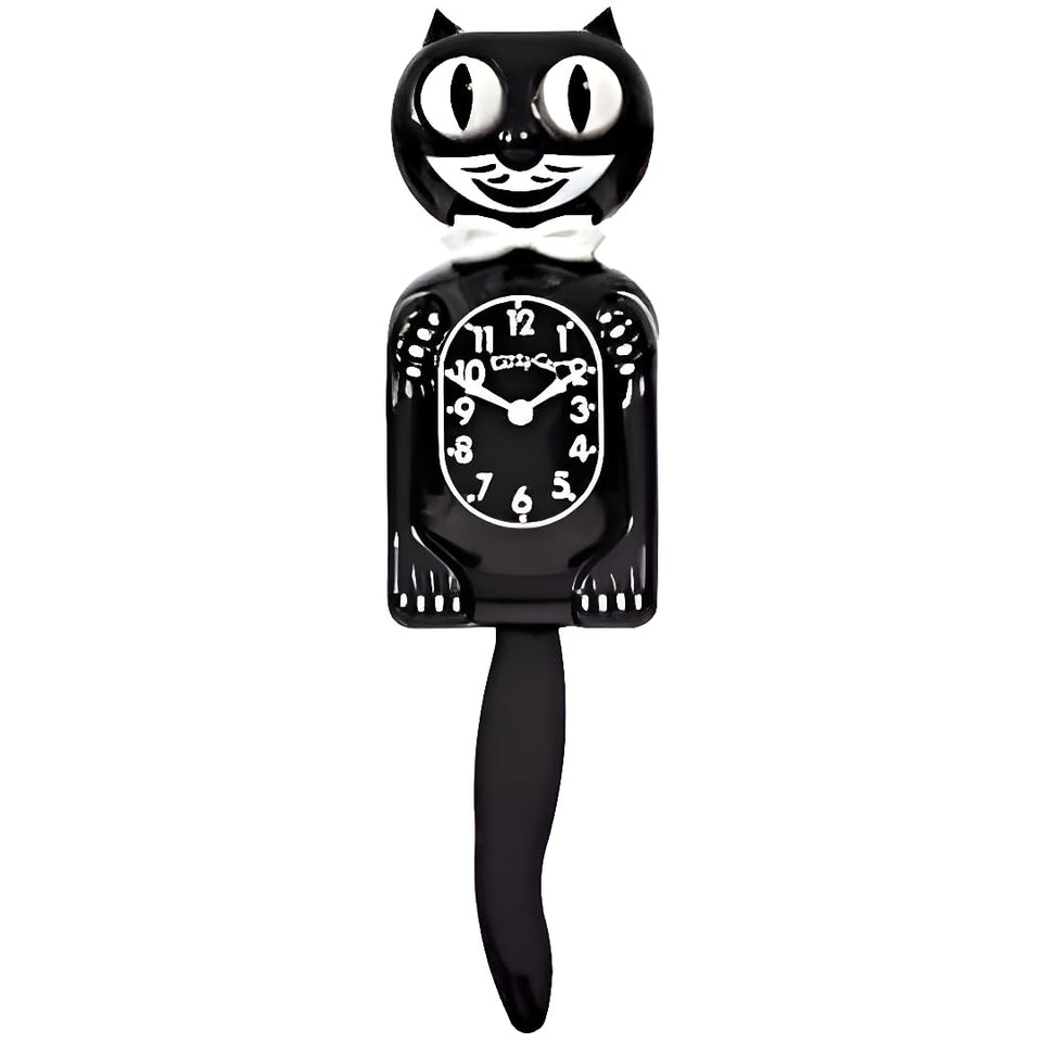 Kit Cat Klock Classic Black-Small front view showing rolling eyes for playful wall decor