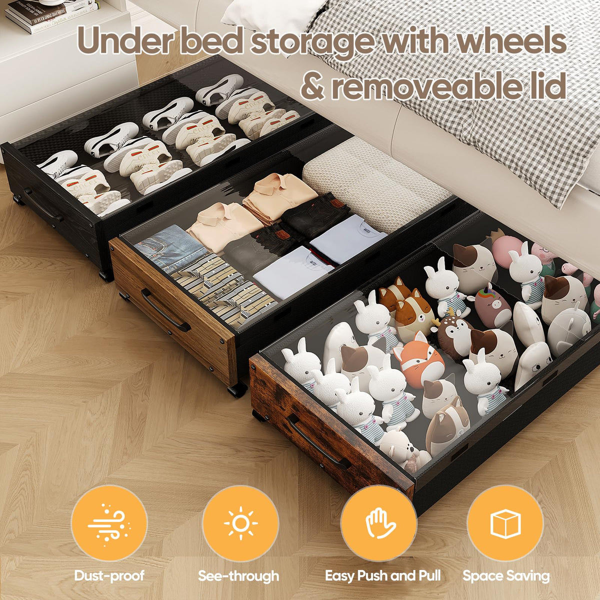 KITHELP compact design fits under beds, sofas, or desks.