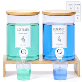 KitHero glass laundry detergent dispenser with 120 oz capacity for easy refills.