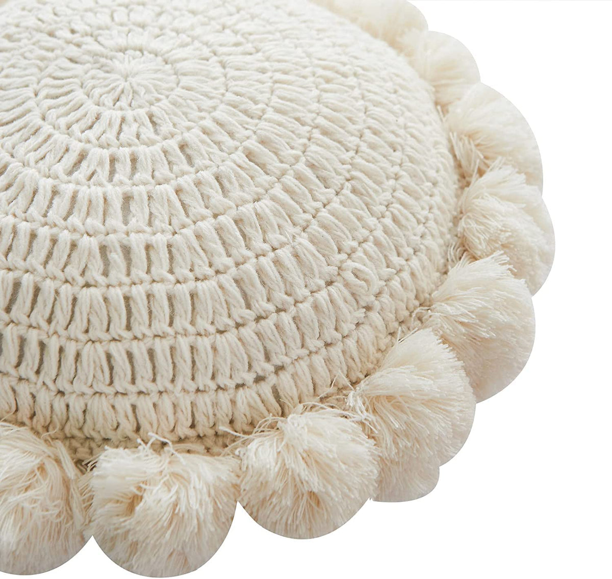 kitletsuit beige crochet cushion stripes for bed or couch