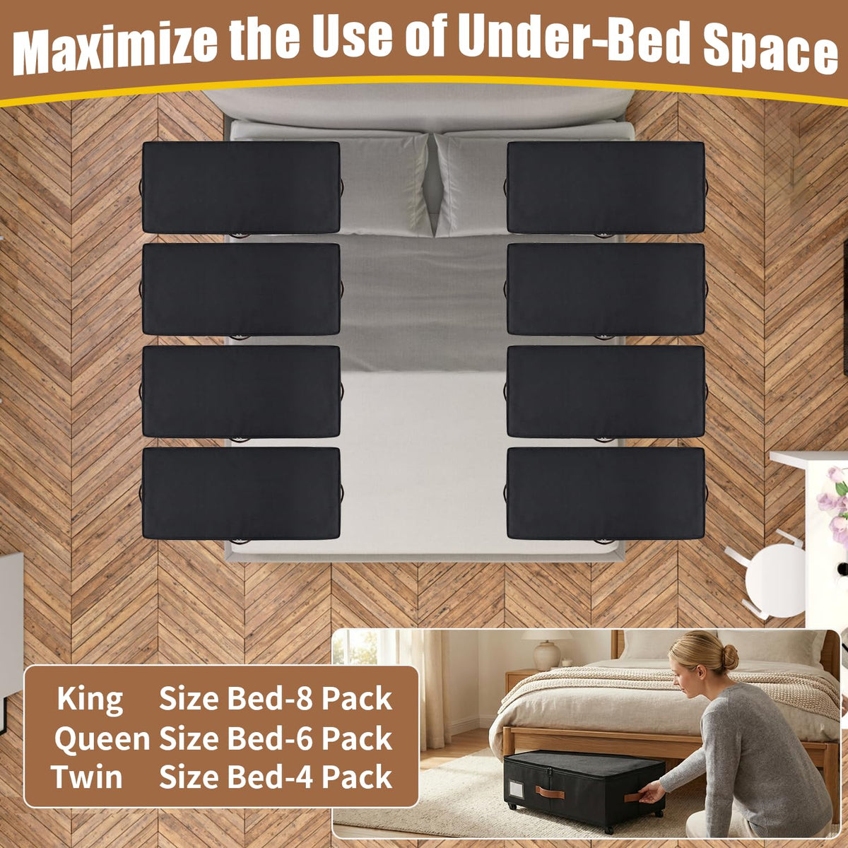 KITREPAION versatile under-bed storage for dorms and homes