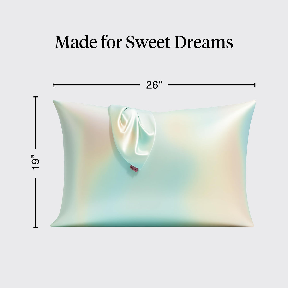 Kitsch Aura satin pillowcase cooling, breathable fabric ideal for year-round comfort.