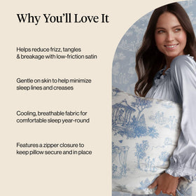 Kitsch Bridgerton satin pillowcase supports smooth hair with less frizz.